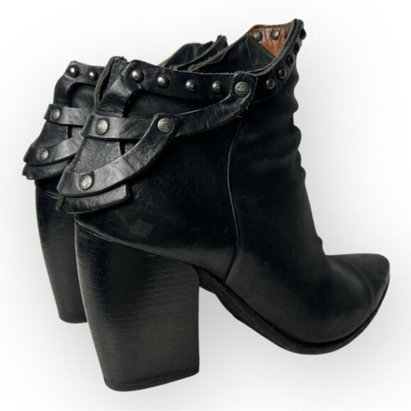 A.S. 98 Black Studded Side Zip Ankle Booties 39 - Picture 6 of 12